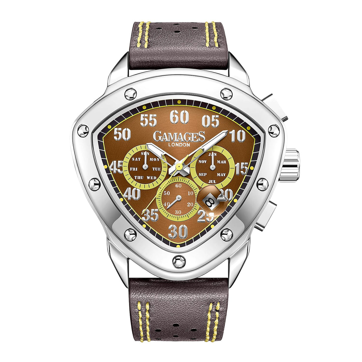 The Gamages Of London Hand Assembled Halidon Crest Automatic Movement Steel IP Case Water Resistant Watch with Classic Brown Leather Bracelet 7548375 0