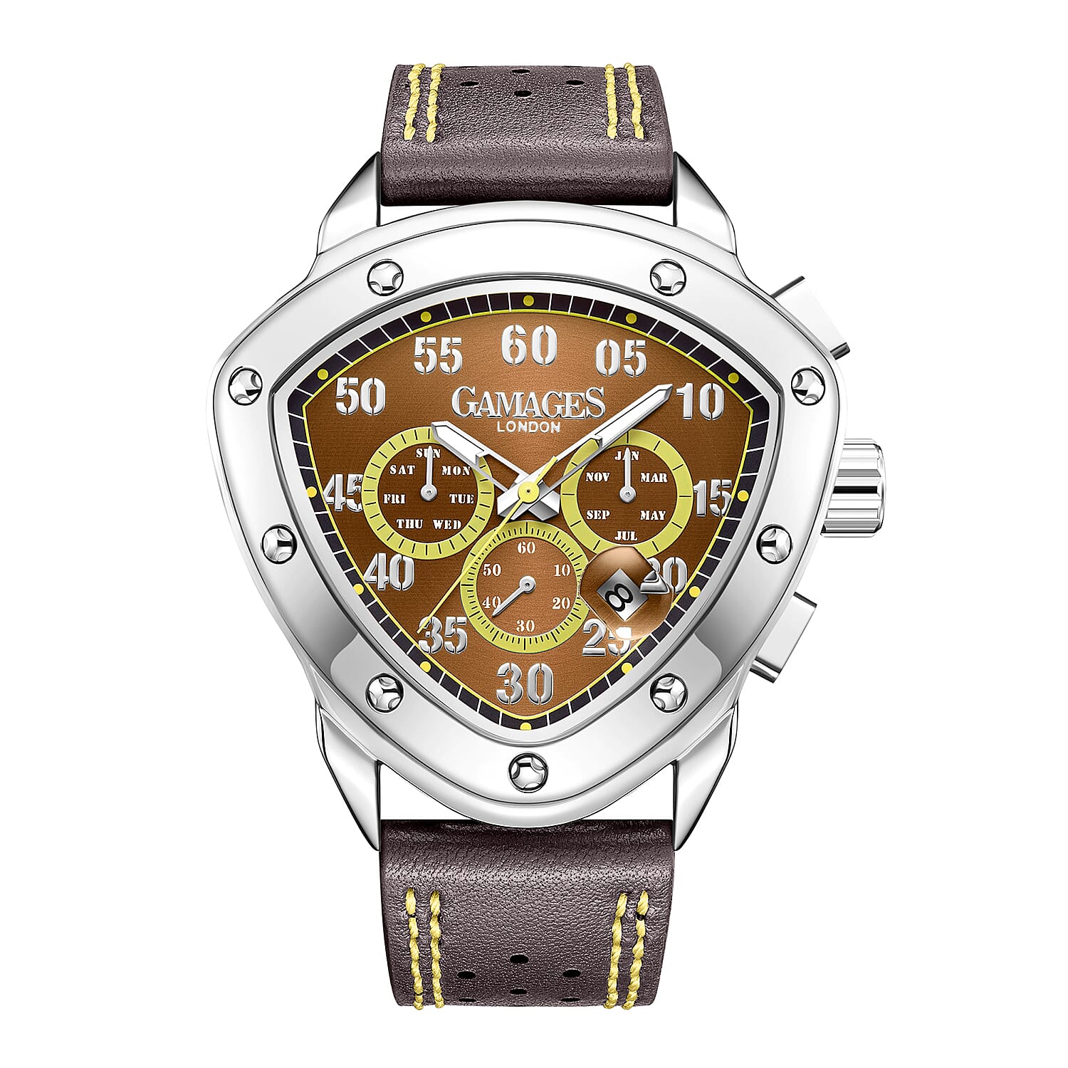 The Gamages Of London Hand Assembled Halidon Crest Automatic Movement Steel IP Case Water Resistant Watch with Classic Brown Leather Bracelet 7548375 0