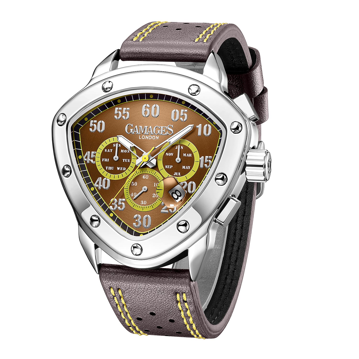 The Gamages Of London Hand Assembled Halidon Crest Automatic Movement Steel IP Case Water Resistant Watch with Classic Brown Leather Bracelet 7548375 2
