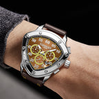The Gamages Of London Hand Assembled Halidon Crest Automatic Movement Steel IP Case Water Resistant Watch with Classic Brown Leather Bracelet