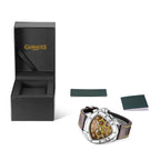 The Gamages Of London Hand Assembled Halidon Crest Automatic Movement Steel IP Case Water Resistant Watch with Classic Brown Leather Bracelet
