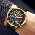 Gamages Of London Hand Assembled Indicator Mecha Quartz  Watch With Leather Strap - Black