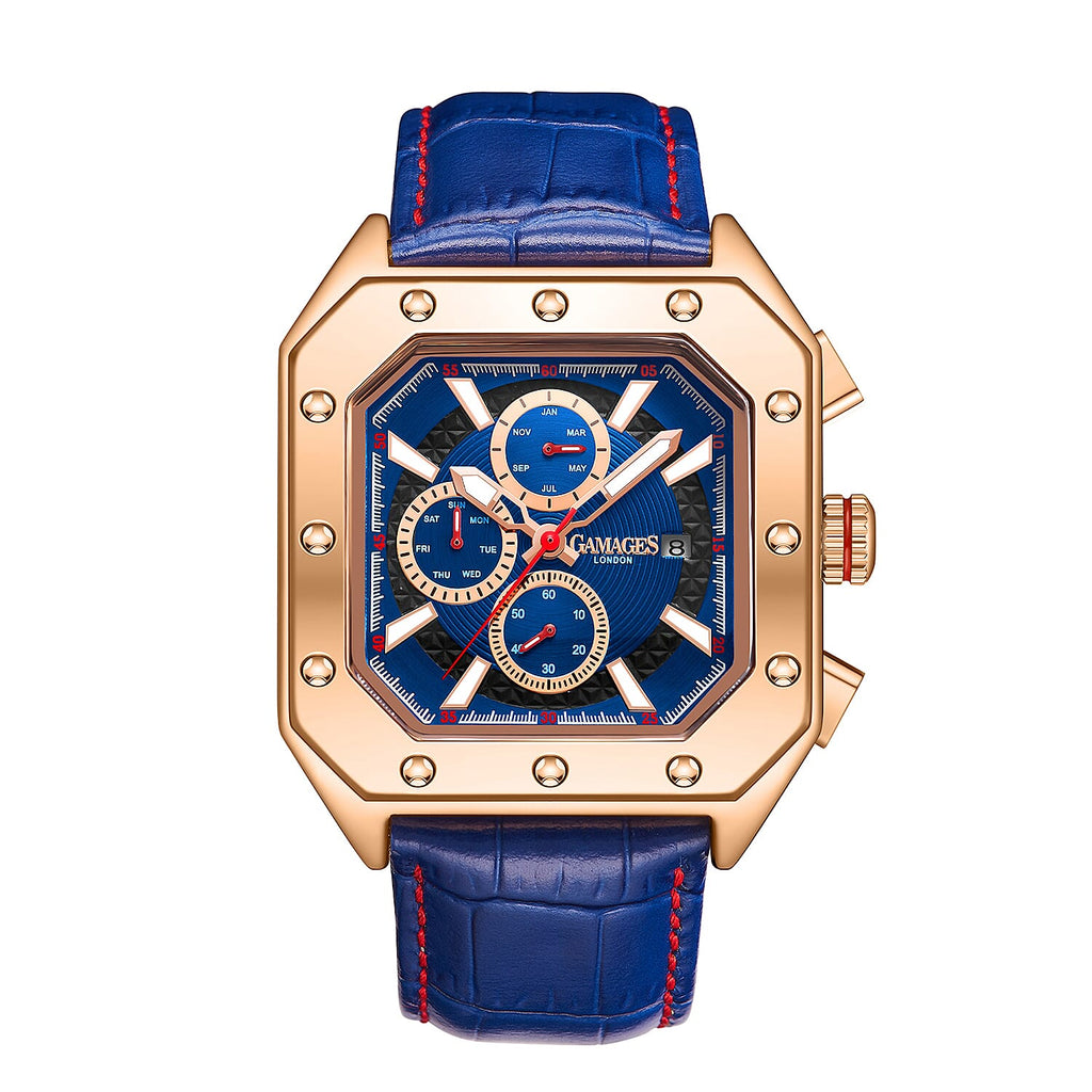 Gamages Of London Automatic Republic Mens Watch with Navy Colour Leather Strap