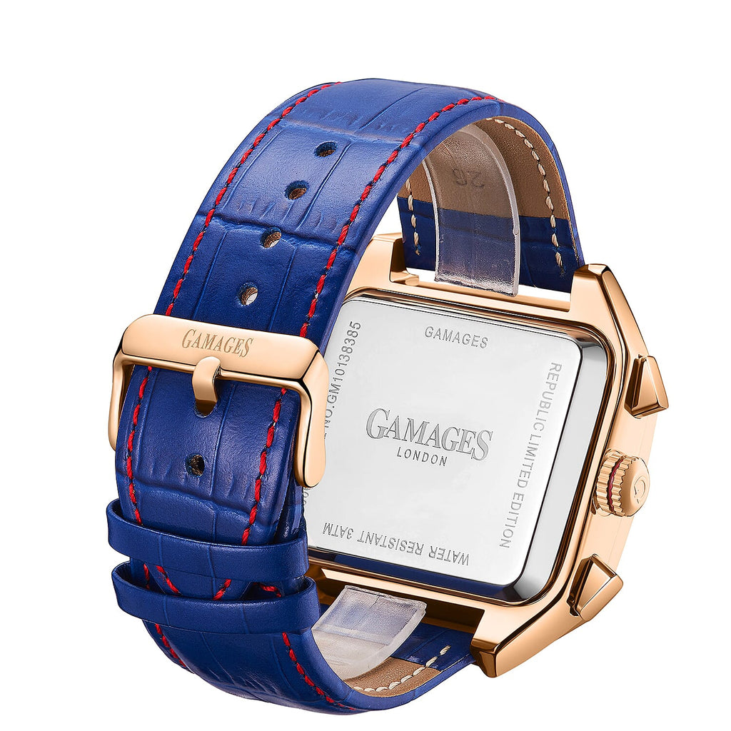 Gamages Of London Automatic Republic Mens Watch with Navy Colour Leather Strap
