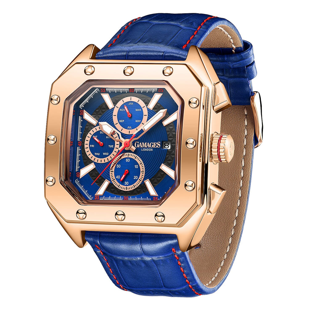 Gamages Of London Automatic Republic Mens Watch with Navy Colour Leather Strap