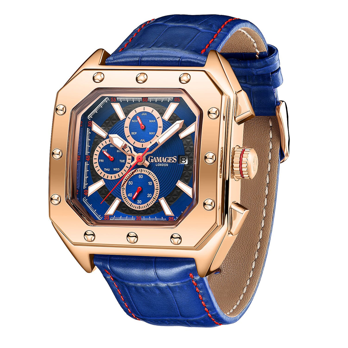 Gamages Of London Automatic Republic Mens Watch with Navy Colour Leather Strap 7260705 3