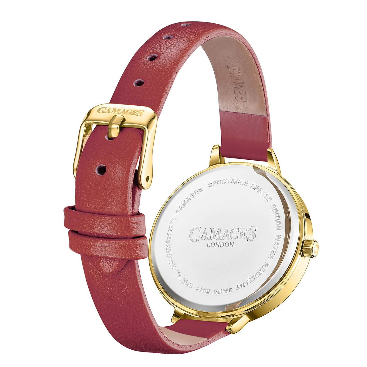 Gamages Of London Diamond Swiss Quartz Movement 3ATM Water Resistant Raspberry Dial Ladies Jubilant Watch in Stainless Steel - Red 7303151 4