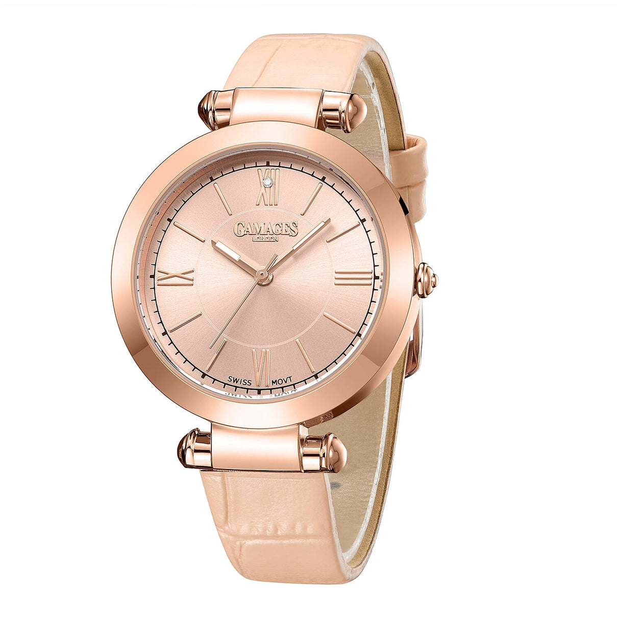 Gamages Of London Impearl Rose Pink Dial Ladies Diamond Watch with Embossed Leather Strap 7339376 3