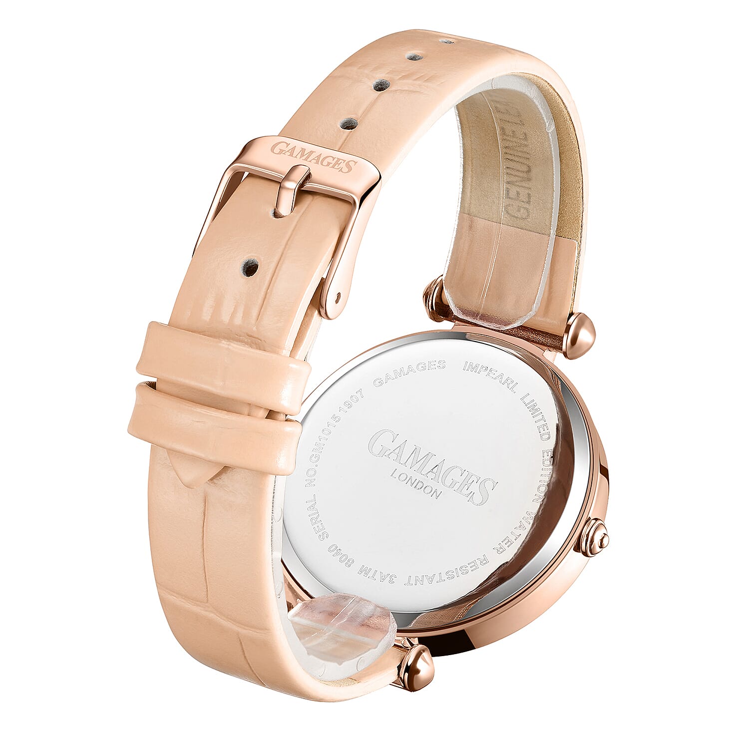 Gamages Of London Impearl Rose Pink Dial Ladies Diamond Watch with Embossed Leather Strap 7339376 4