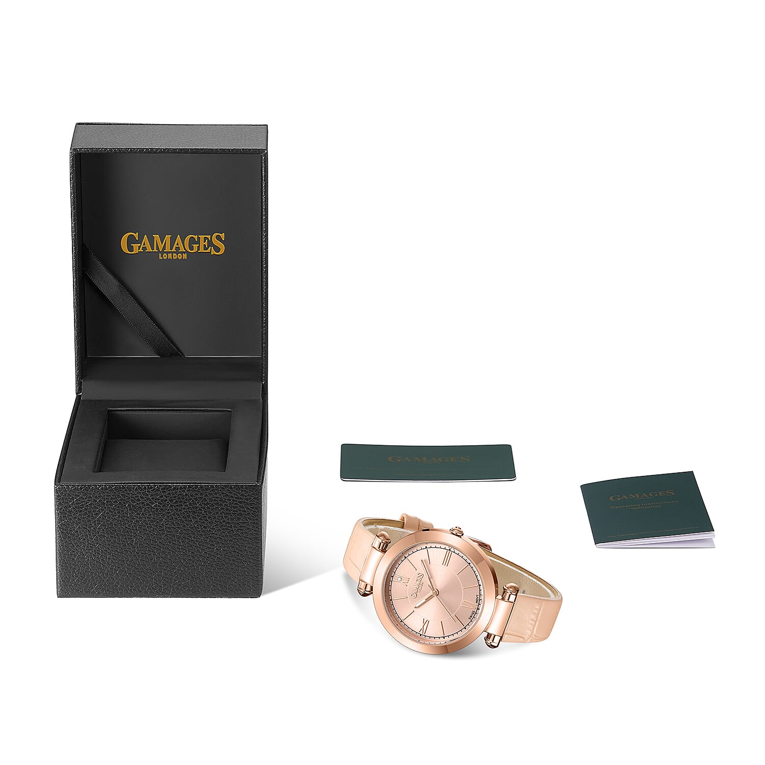 Gamages Of London Impearl Rose Pink Dial Ladies Diamond Watch with Embossed Leather Strap 7339376 5