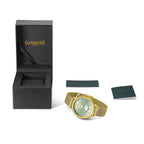 Gamages Of London Ladies Baroness Swiss Quartz Movement Teal Dial Diamond Stud Water Resistant Watch with Gold Mesh Bracelet