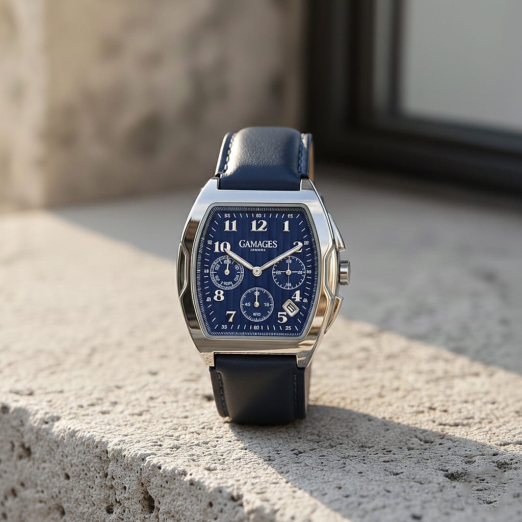 Gamages Of London Limited Edition Hand Assembled Valor Mecha Quartz 3ATM Water Resistant Watch With Genuine Leather Strap - Blue (With 5 Year Warranty) 8235403 1