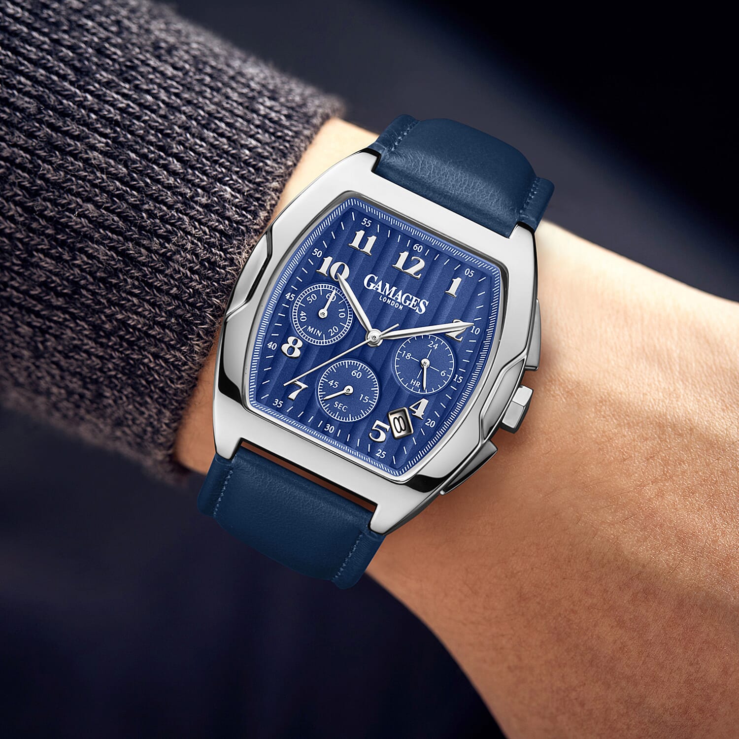 Gamages Of London Limited Edition Hand Assembled Valor Mecha Quartz 3ATM Water Resistant Watch With Genuine Leather Strap - Blue (With 5 Year Warranty) 8235403 2