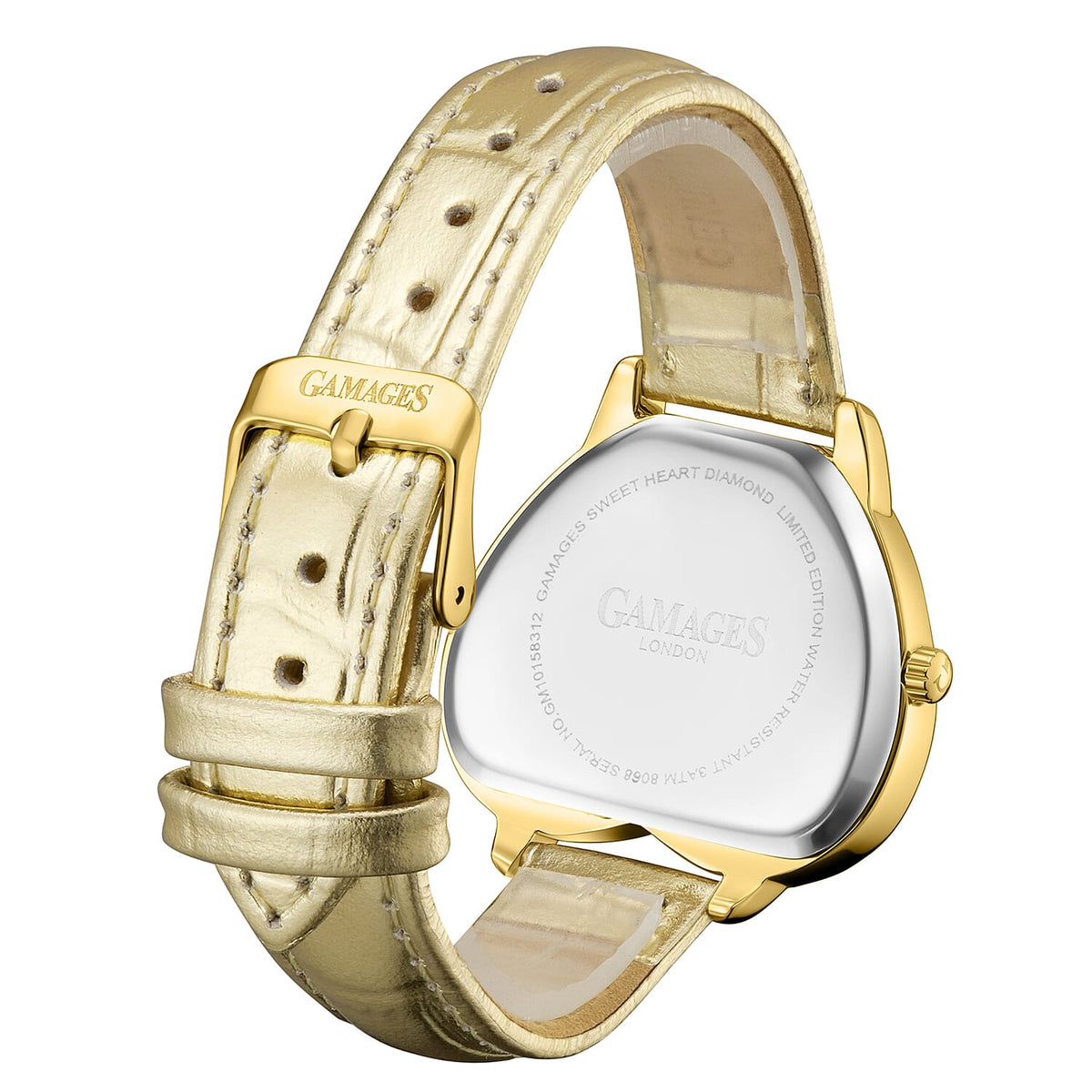 Gamages Of London Limited Edition Sweet Heart Ladies Swiss Movement Diamond Watch With Leather Strap - Gold 7984357 3