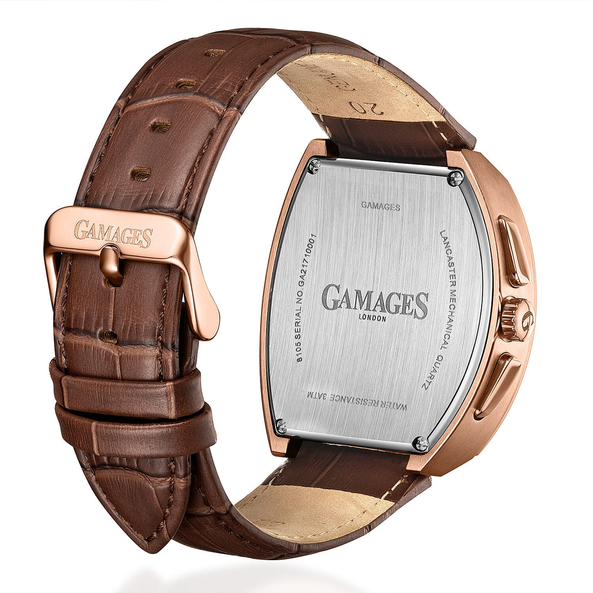 GAMAGES OF LONDON Lancaster Limited Edition Hand Assembled Mechanical Quartz Mens Watch in Stainless Steel - Rose Red 8580805 3