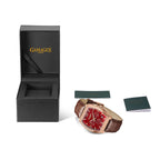 GAMAGES OF LONDON Lancaster Limited Edition Hand Assembled Mechanical Quartz Mens Watch in Stainless Steel - Rose Red