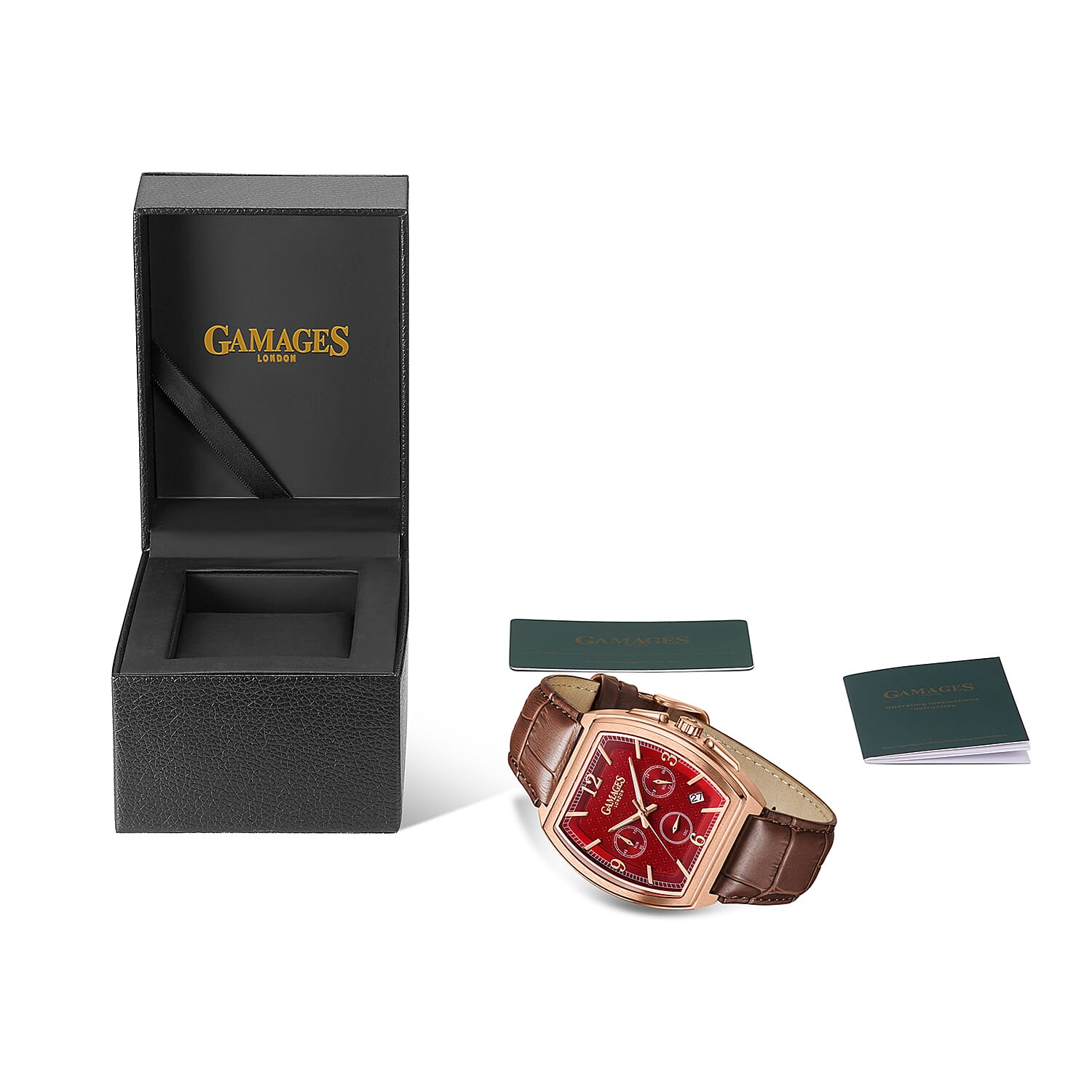 GAMAGES OF LONDON Lancaster Limited Edition Hand Assembled Mechanical Quartz Mens Watch in Stainless Steel - Rose Red 8580805 4