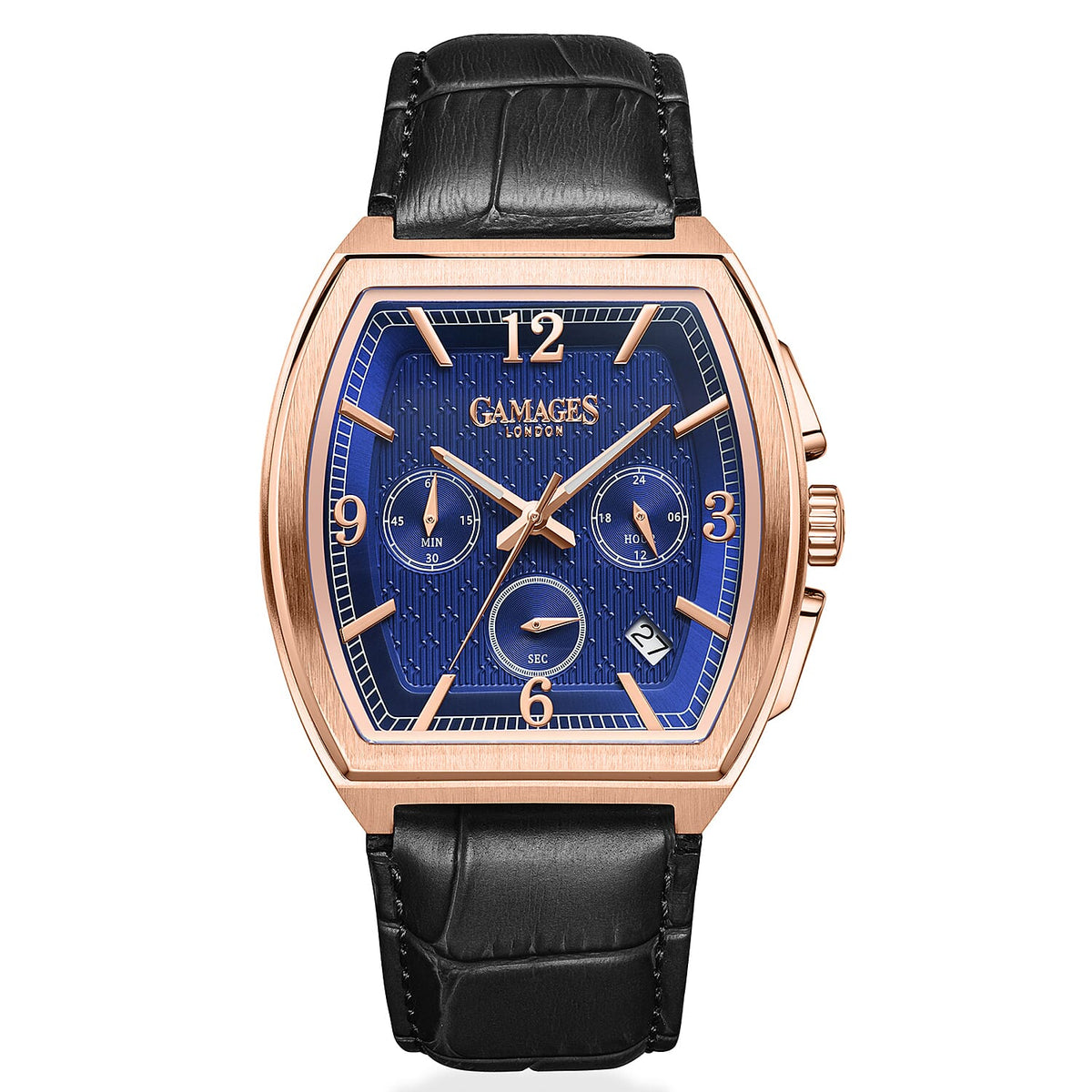 GAMAGES OF LONDON Lancaster Limited Edition Hand Assembled Mechanical Quartz Mens Watch in Stainless Steel - Black V32519669 0