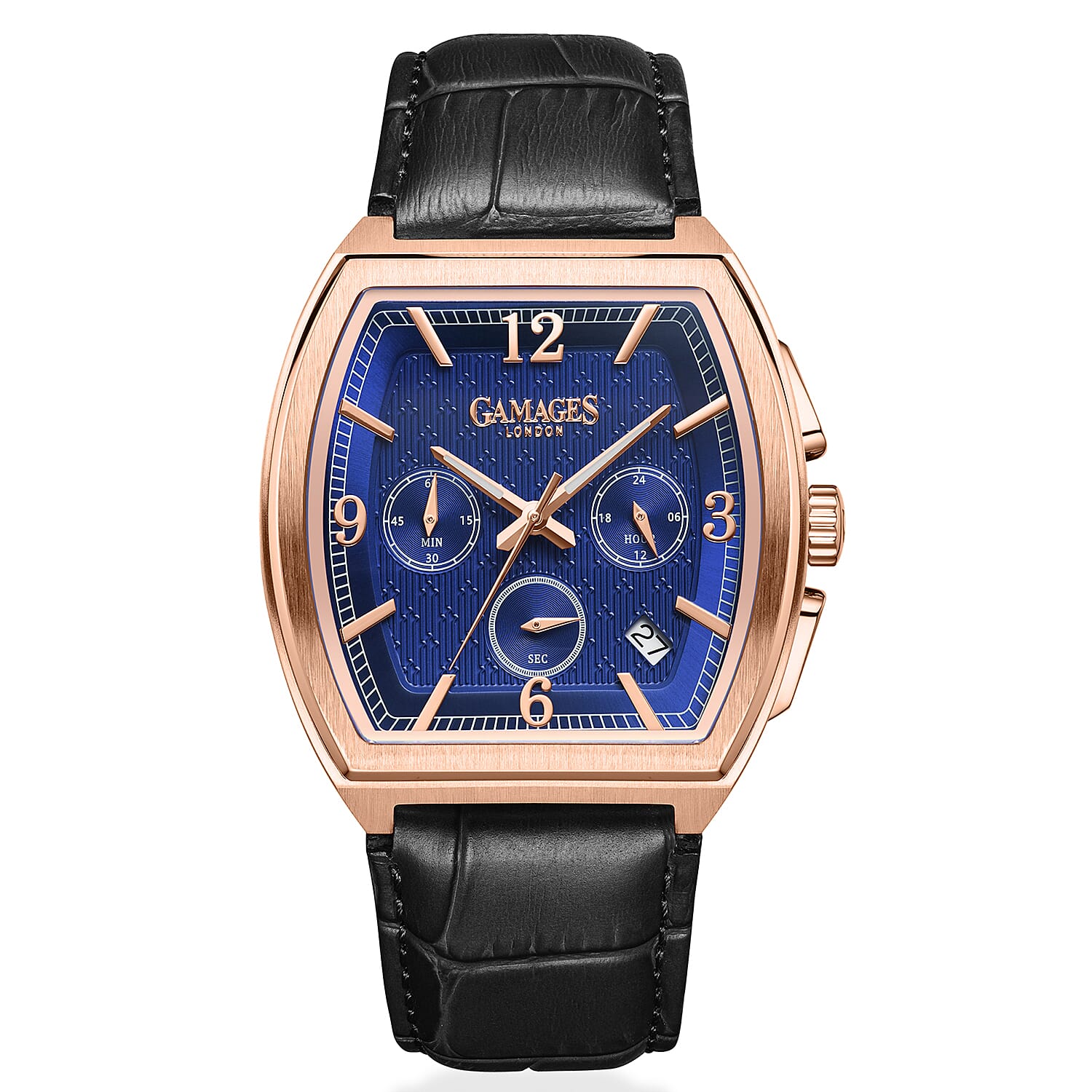 GAMAGES OF LONDON Lancaster Limited Edition Hand Assembled Mechanical Quartz Mens Watch in Stainless Steel - Black V32519669 0