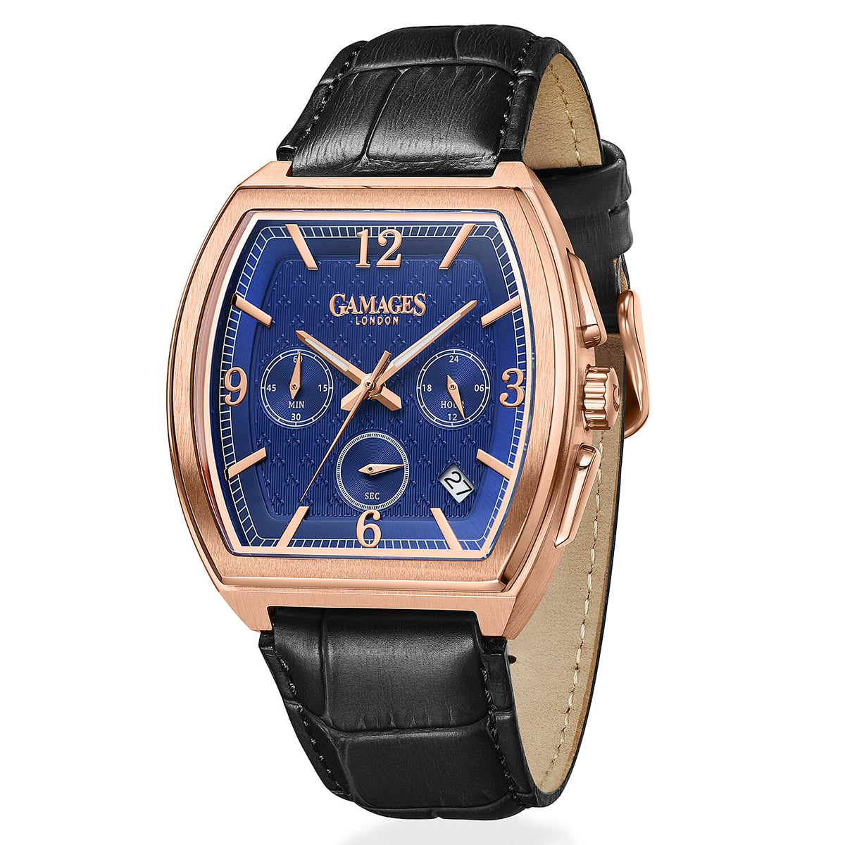 GAMAGES OF LONDON Lancaster Limited Edition Hand Assembled Mechanical Quartz Mens Watch in Stainless Steel - Black V32519669 2