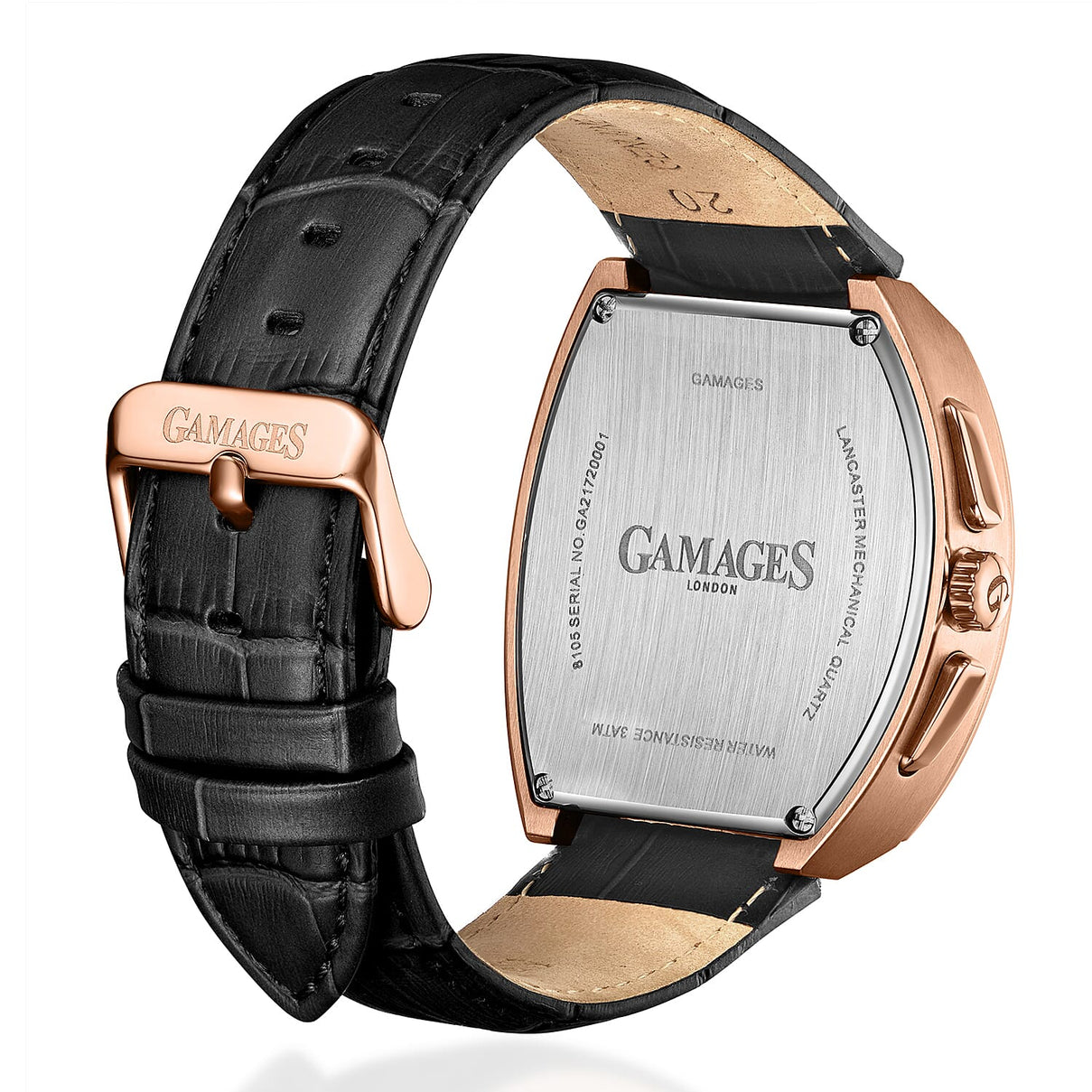 GAMAGES OF LONDON Lancaster Limited Edition Hand Assembled Mechanical Quartz Mens Watch in Stainless Steel - Black V32519669 3