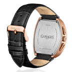GAMAGES OF LONDON Lancaster Limited Edition Hand Assembled Mechanical Quartz Mens Watch in Stainless Steel - Black
