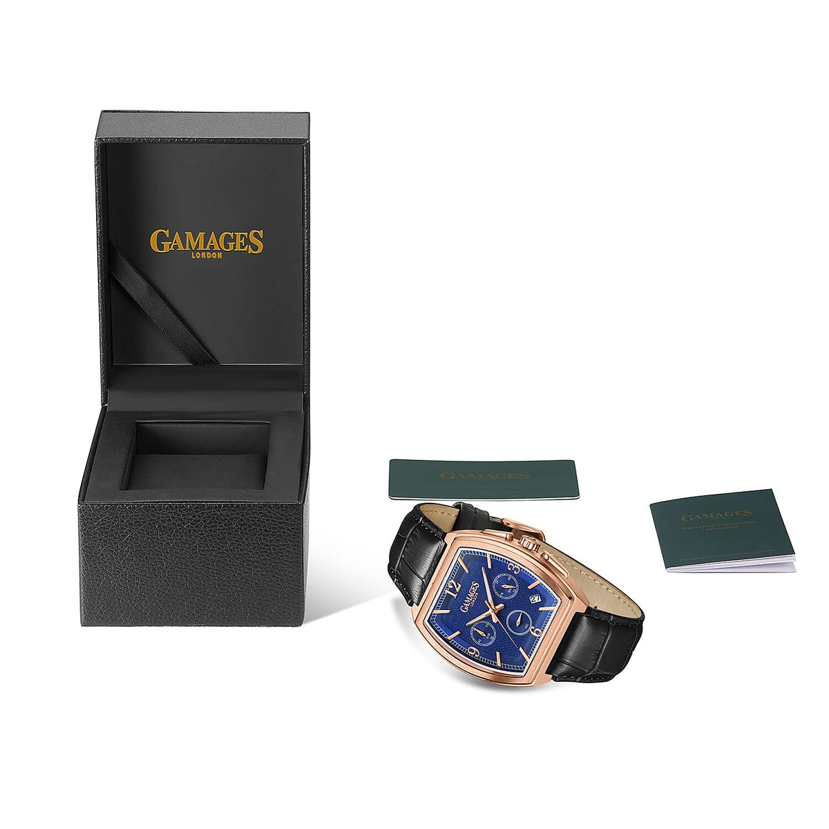 GAMAGES OF LONDON Lancaster Limited Edition Hand Assembled Mechanical Quartz Mens Watch in Stainless Steel - Black V32519669 4