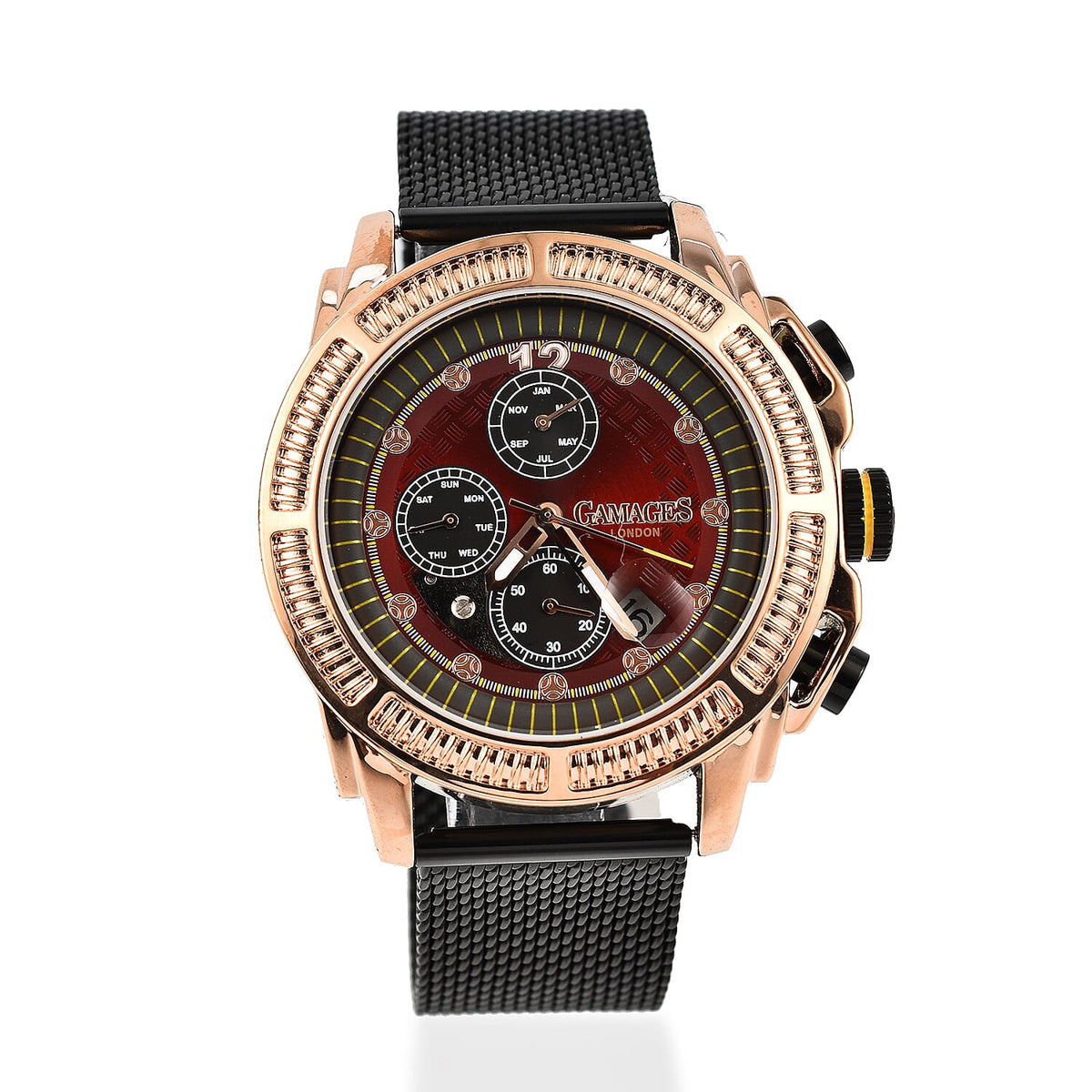 Gamages Of London Skeletor Automatic Rose Cherry Mens Watch with Black Strap 7648313 0