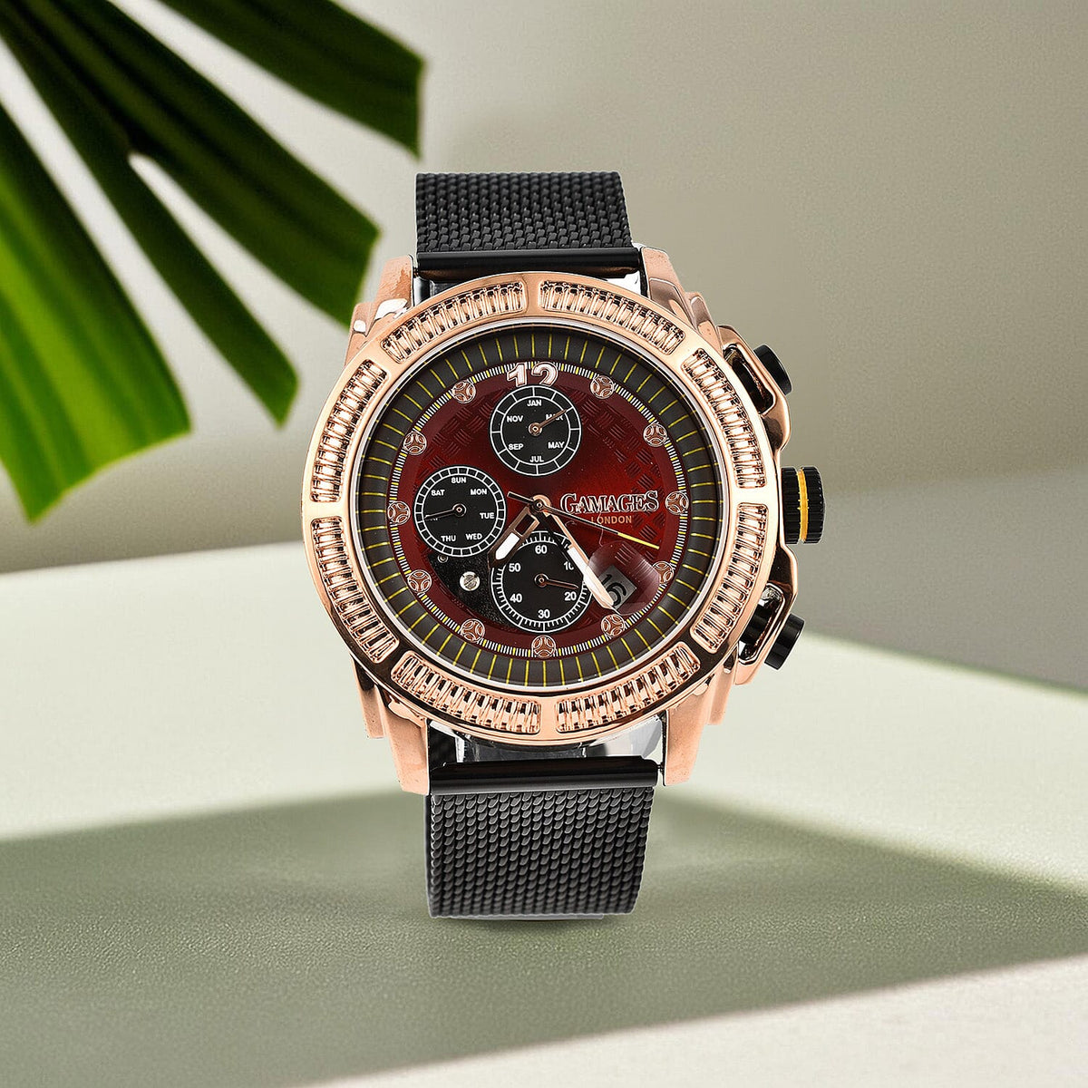 Gamages Of London Skeletor Automatic Rose Cherry Mens Watch with Black Strap 7648313 2