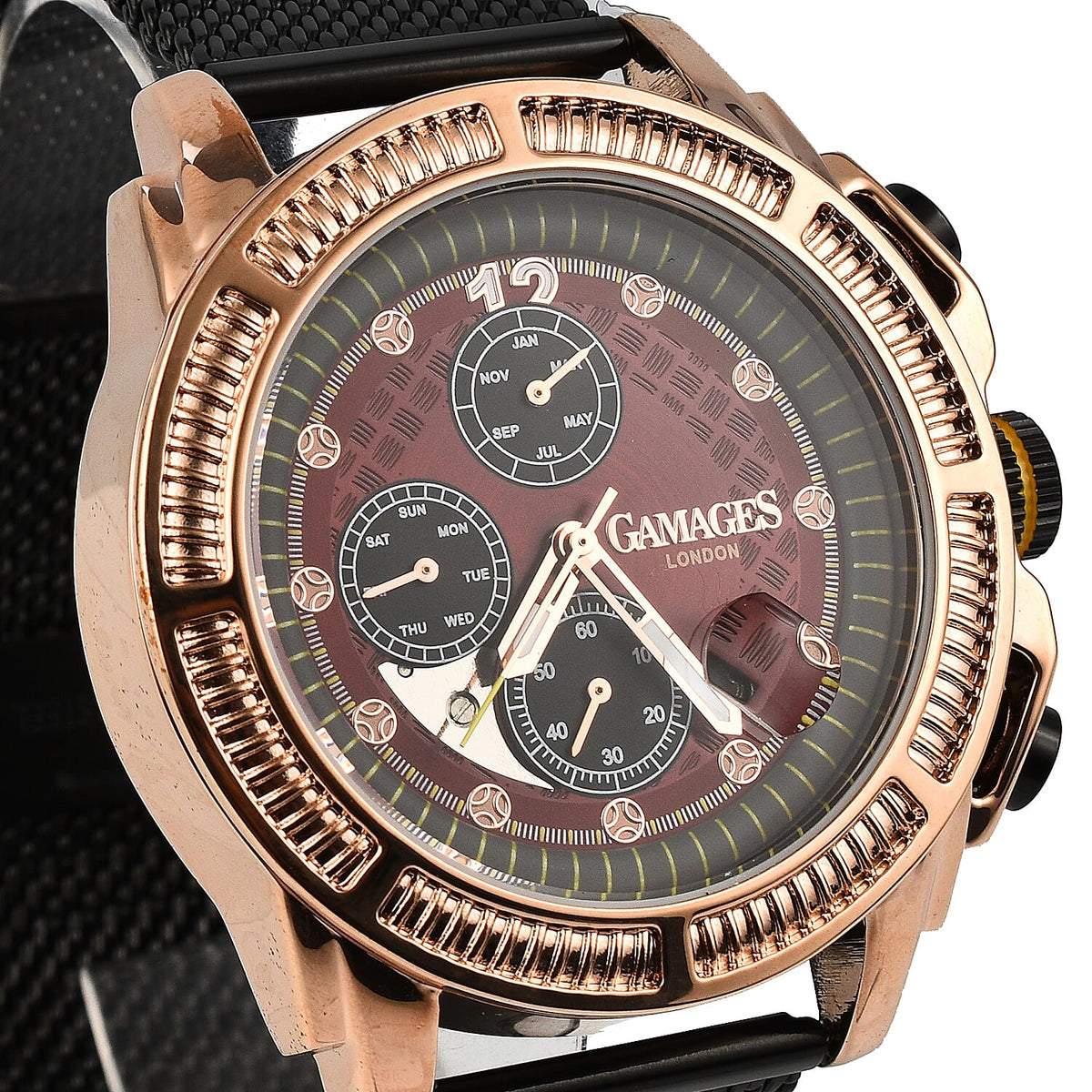 Gamages Of London Skeletor Automatic Rose Cherry Mens Watch with Black Strap 7648313 3