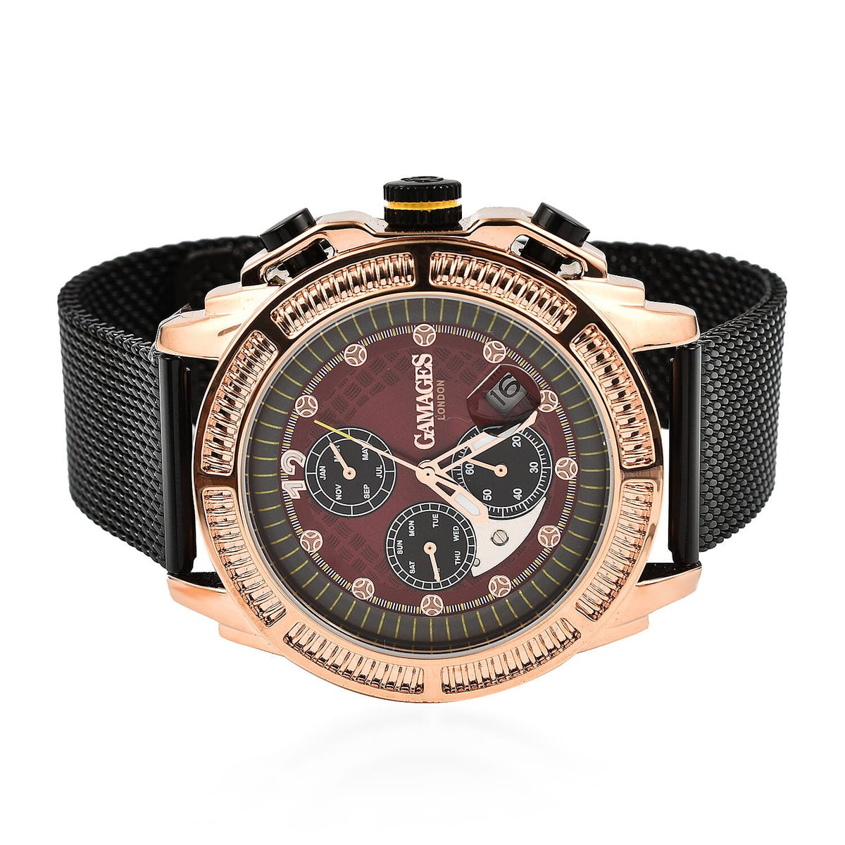 Gamages Of London Skeletor Automatic Rose Cherry Mens Watch with Black Strap 7648313 4