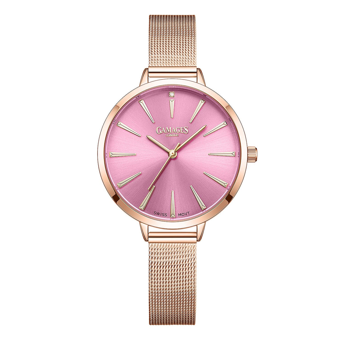 Gamages Of London Spectacle Swiss Quartz Diamond Set Ladies Watch in Rose Gold - Pink 7306619 0