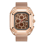 Gamages Of London Status Automatic Movement Brown Dial Water Resistant Watch with Rose Gold Colour Mesh Bracelet