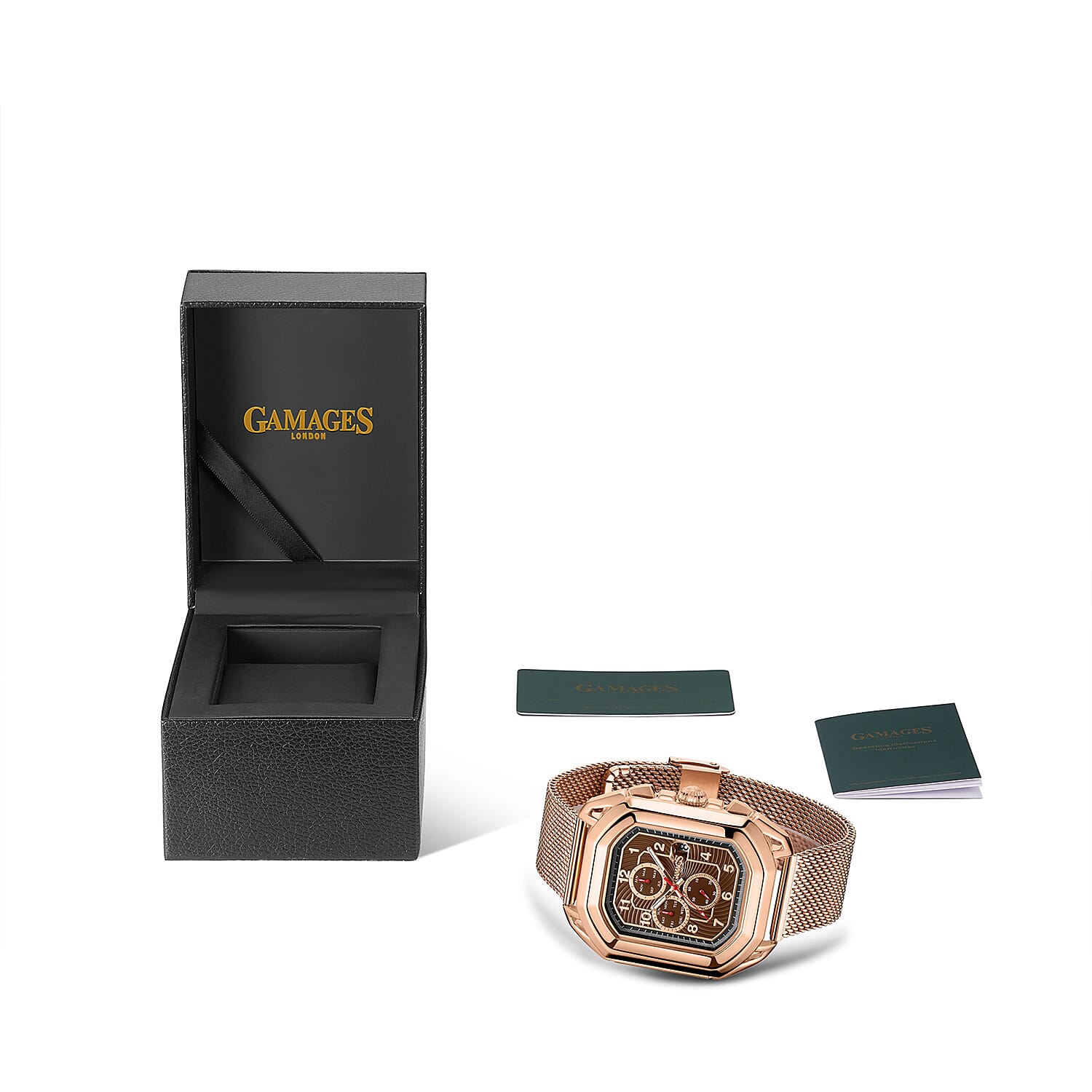 Gamages Of London Status Automatic Movement Brown Dial Water Resistant Watch with Rose Gold Colour Mesh Bracelet 8846449 4
