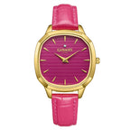 GAMAGES OF LONDON Glamorous Diamond Swiss Quartz 3ATM WR Fuchsia Pink Dial & Gold Case Ladies Watch with Pink Leather Strap