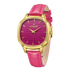 GAMAGES OF LONDON Glamorous Diamond Swiss Quartz 3ATM WR Fuchsia Pink Dial & Gold Case Ladies Watch with Pink Leather Strap