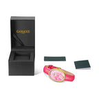 GAMAGES OF LONDON Divine Diamond Swiss Quartz 3ATM Ladies Watch with Steel Case & Leather Strap - Gold-Pink