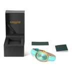 GAMAGES OF LONDON Eternal Diamond Swiss Quartz 3ATM Ladies Watch with Steel Case & Leather Strap - Teal
