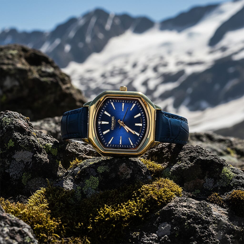 Gamages Of London Swiss Quartz Movement Water Resistant Ladies Viscountess Diamond Gold Navy Watch with Royal Blue Leather Bracelet 7648318 1