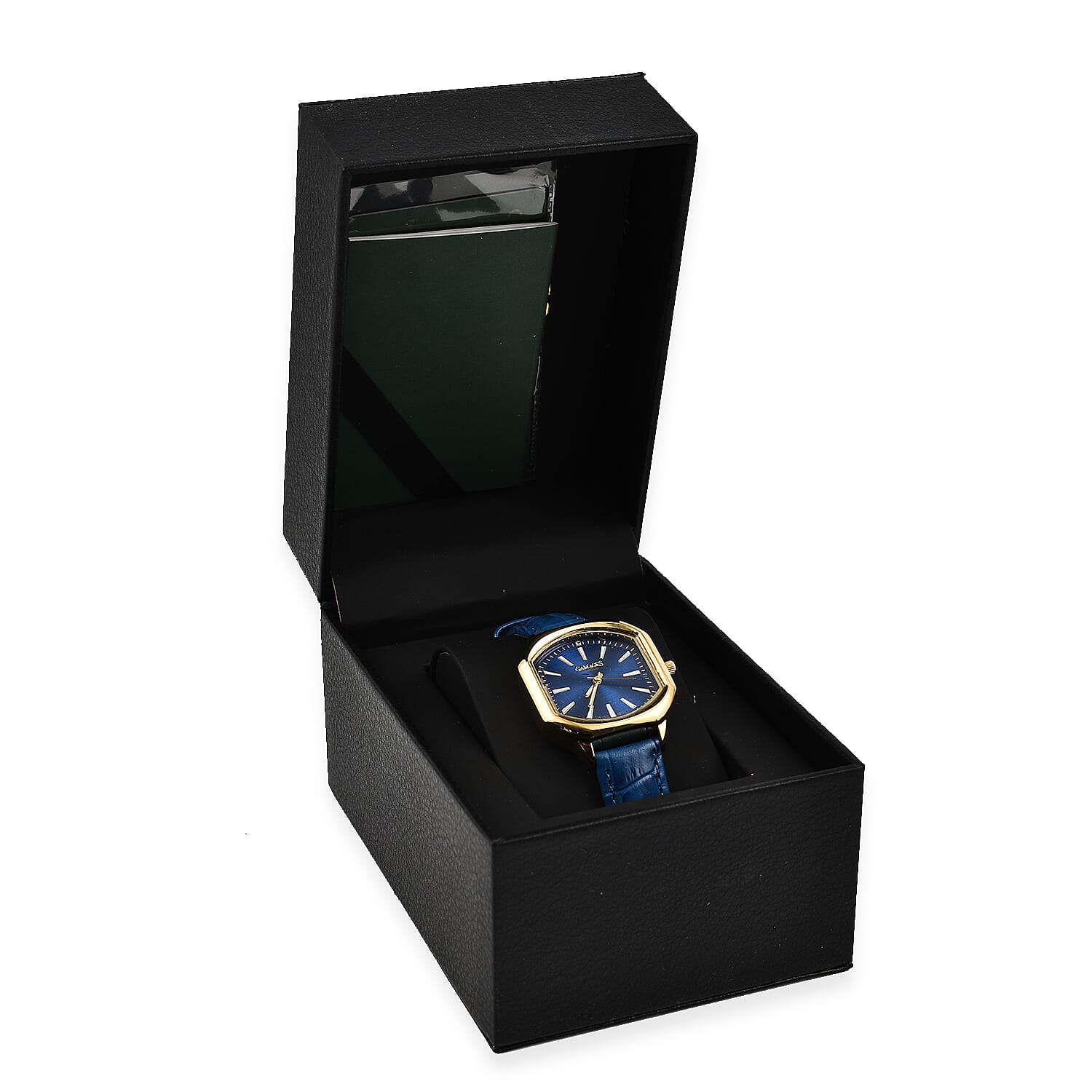 Gamages Of London Swiss Quartz Movement Water Resistant Ladies Viscountess Diamond Gold Navy Watch with Royal Blue Leather Bracelet 7648318 7