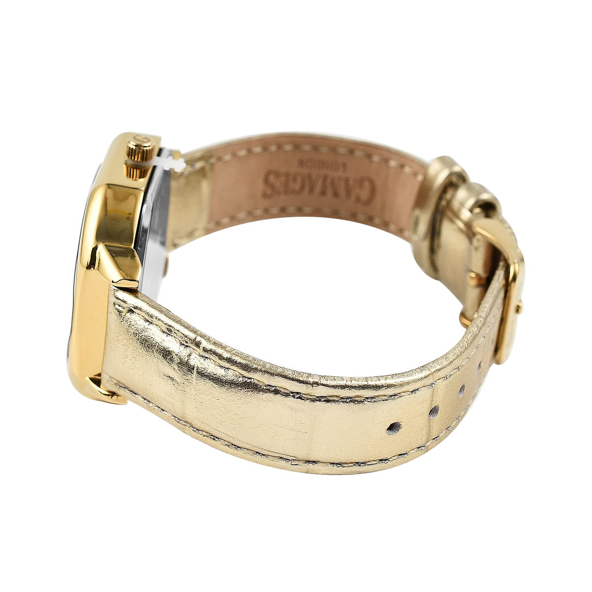 Gamages Of London Swiss Quartz Movement Water Resistant Ladies Viscountess Diamond Gold White Watch with Gold Leather Strap 7648319 5