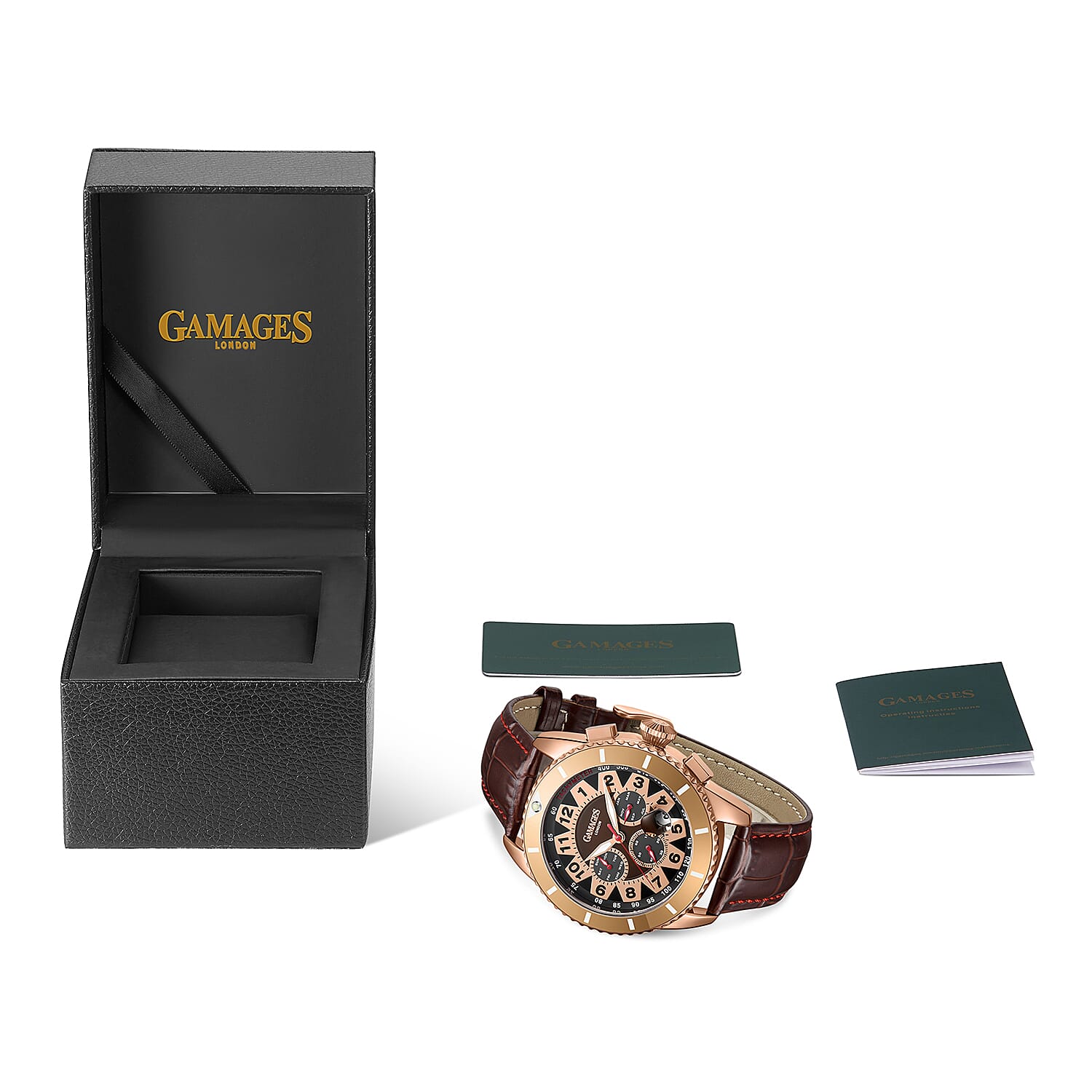 Gamages Of London Tycoon Automatic Mens Watch in Stainless Steel Brown Dial with Brown Leather Strap 7694283 3