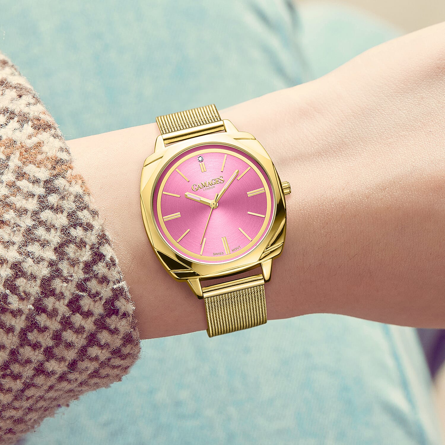 Gamages of London Dahlia Diamond Swiss Quartz Movement WR Ladies Watch with Milanese Bracelet V32536069 2