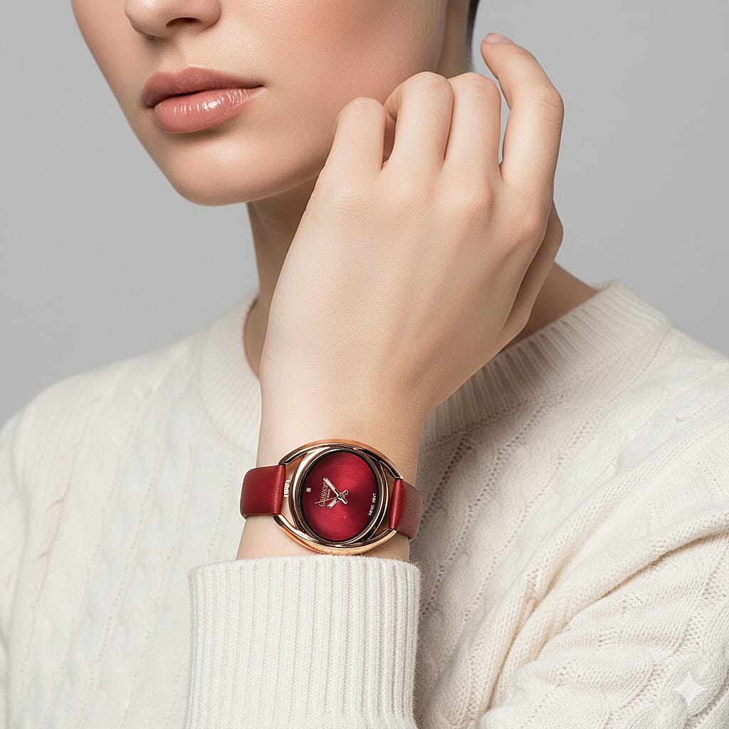 Gamages of London Gyre Diamond Swiss Quartz Movement Water Resistant Raspberry Dial   Watch in Stainless Steel - Rose Raspberry 7520146 2