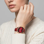 Gamages of London Gyre Diamond Swiss Quartz Movement Water Resistant Raspberry Dial   Watch in Stainless Steel - Rose Raspberry