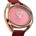 Gamages of London Gyre Diamond Swiss Quartz Movement Water Resistant Raspberry Dial   Watch in Stainless Steel - Rose Raspberry