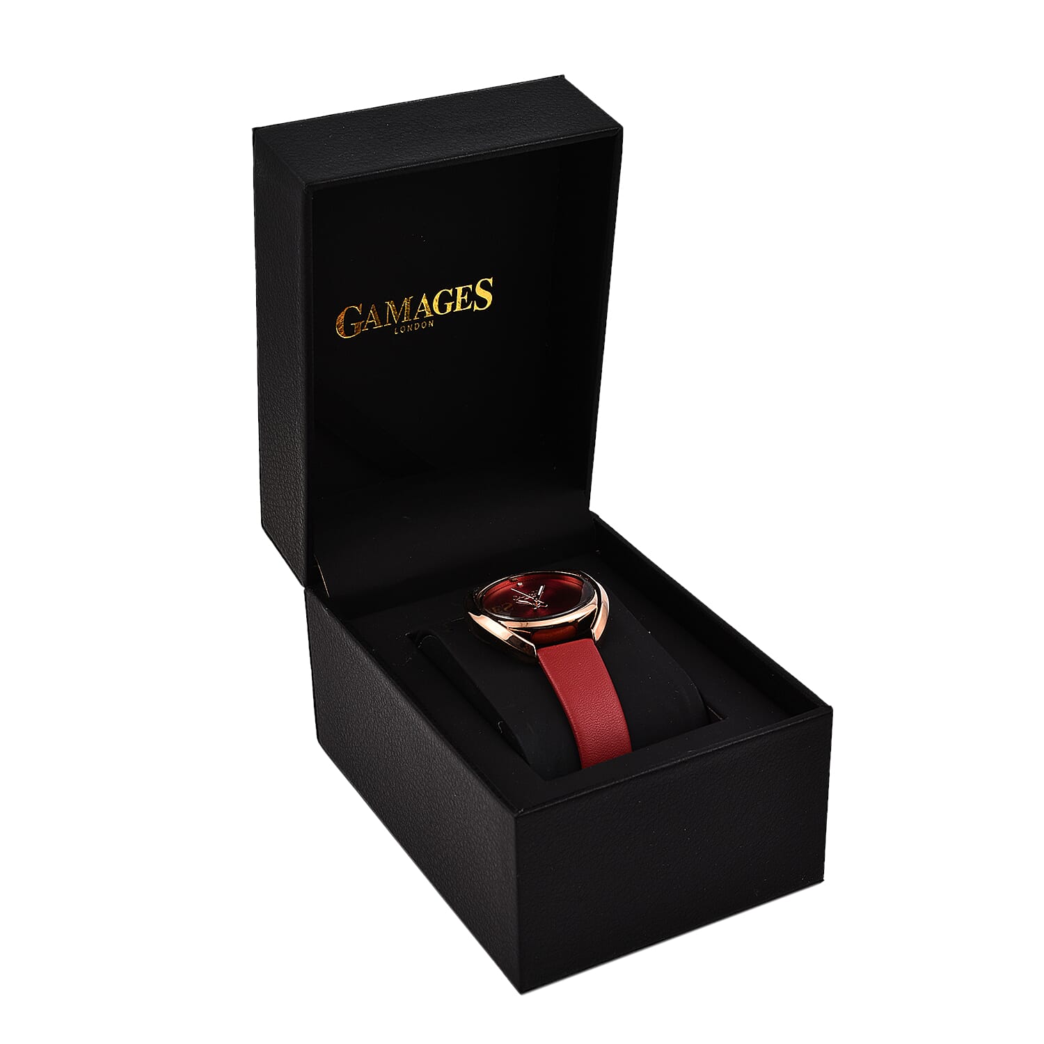 Gamages of London Gyre Diamond Swiss Quartz Movement Water Resistant Raspberry Dial   Watch in Stainless Steel - Rose Raspberry 7520146 7