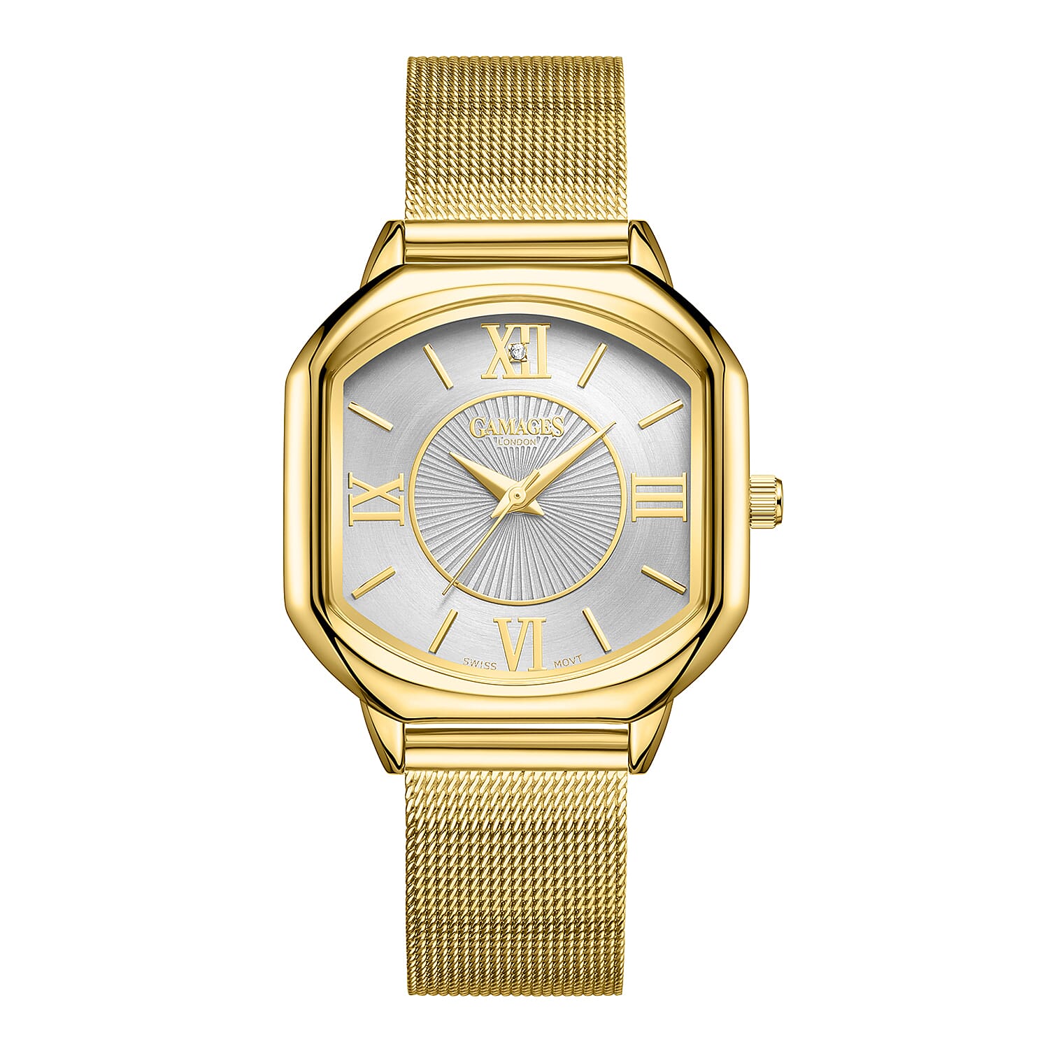 Gamages of London Ladies Countess White Dial Diamond Studded Watch with Gold Colour Mesh Bracelet 7557153 0