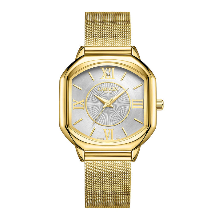 Gamages of London Ladies Countess White Dial Diamond Studded Watch with Gold Colour Mesh Bracelet 7557153 1