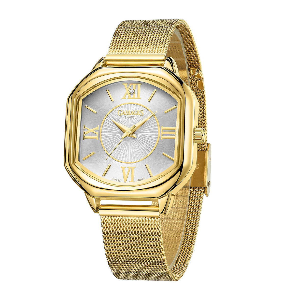 Gamages of London Ladies Countess White Dial Diamond Studded Watch with Gold Colour Mesh Bracelet 7557153 3